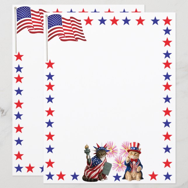 Gatos Patrióticos - Lady Liberty e Tio Sam (Frente/Verso)