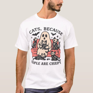 Gatos Pessoas São Crânio Assustador Camiseta de Ha