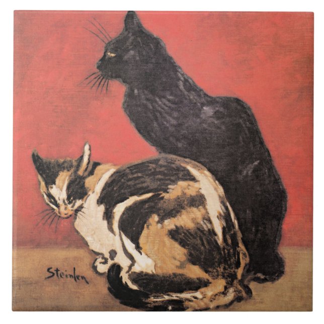 Gatos, pintura de arte por Theophile Steinlen. (Frente)