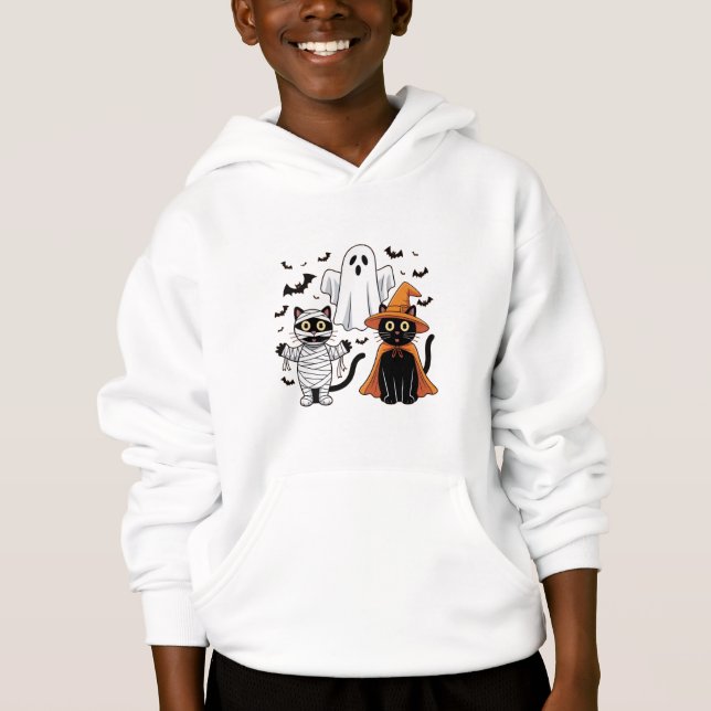 Gatos Pretos de Halloween – Design Fofo e Assustad (Frente)