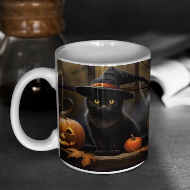 Gatos Pretos Do Dia Das Bruxas 24 Canecas (Cute Halloween Black Cats version 24 Mug
)