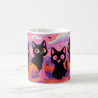 Gatos Pretos em uma Caneca de Abóbora
