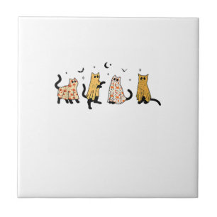 Gatos Pretos Engraçados Fantasmas Padrão Halloween