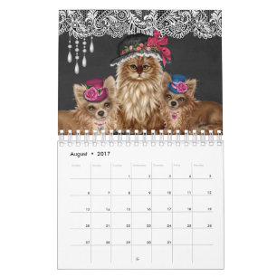 Gatos que vestem o calendário dos chapéus