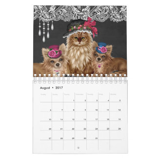 Gatos que vestem o calendário dos chapéus