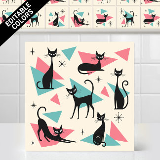 Gatos Retro Atômicos dos Anos 50 Cores Totalmente