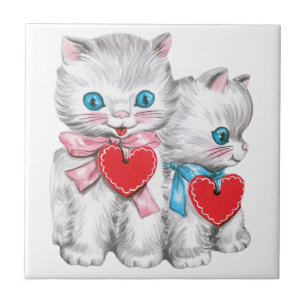 Gatos retrô do Dia dos Namorados, gatinho fofo vin