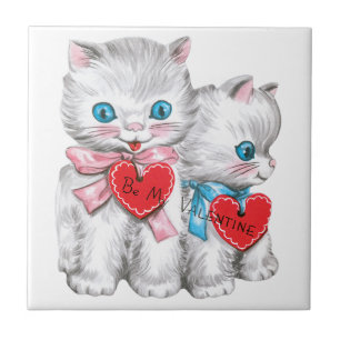 Gatos retrô do Dia dos Namorados, gatinhos fofos v