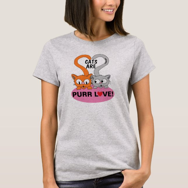 Gatos são Amor de Ronronar Camiseta (Frente)