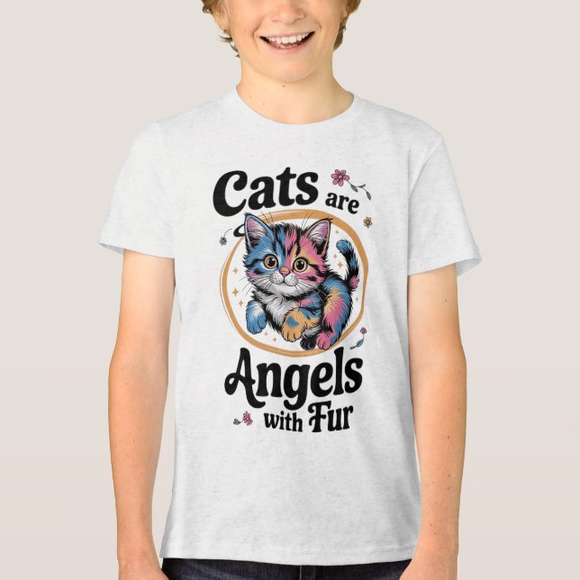 Gatos são anjos com camiseta de pêlo (Frente)