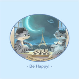 Gatos Torre Eiffel - Adesivo de Vinil Feliz Noturn