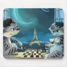 Gatos Torre Eiffel - Mouse Pad Noturno