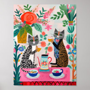 Gatos Whimsso Com Poster De Chá