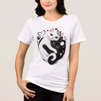 Gatos Yin Yang Estéticos Abraçando Roupas Gráficas