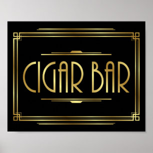 Gatsby Art Deco BAR do CIGAR Sinal Impressão