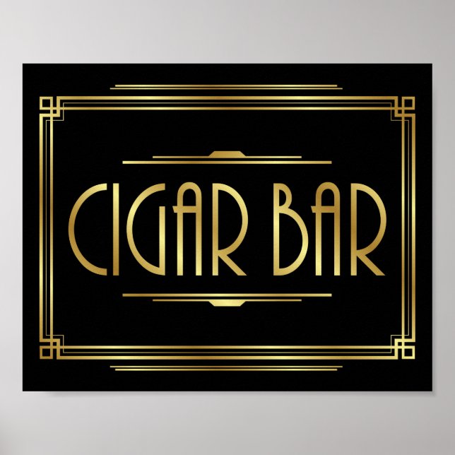 Gatsby Art Deco BAR do CIGAR Sinal Impressão (Frente)
