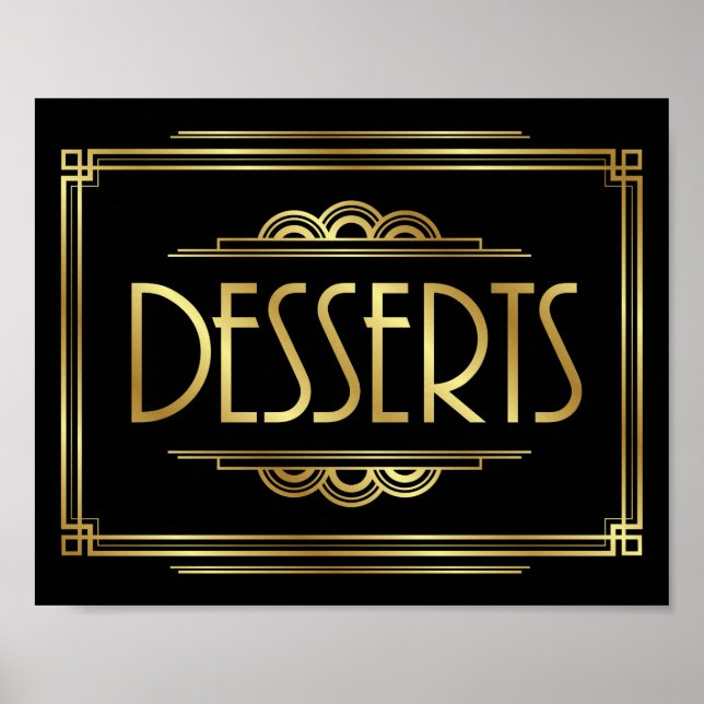 Gatsby Art Deco DESSERTS Sinal Impressão (Frente)