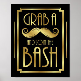 Gatsby Art Deco GRAB A MUSTACHE Sinal Impressão