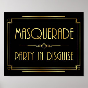 Gatsby Art Deco - MASCARADA - Sinal Impressão