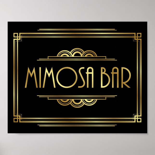 Gatsby Art Deco MIMOSA - Sinal de BAR Impressão (Frente)
