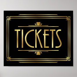 Gatsby Art Deco TICKETS Sinal Impressão