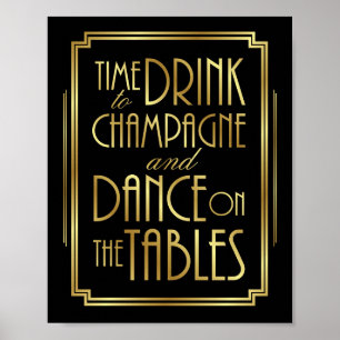 Gatsby Art Deco TIME TO DRINK CHAMPAGNE Impressão