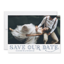 Gatsby Art Deco Typografia Blue Save Date