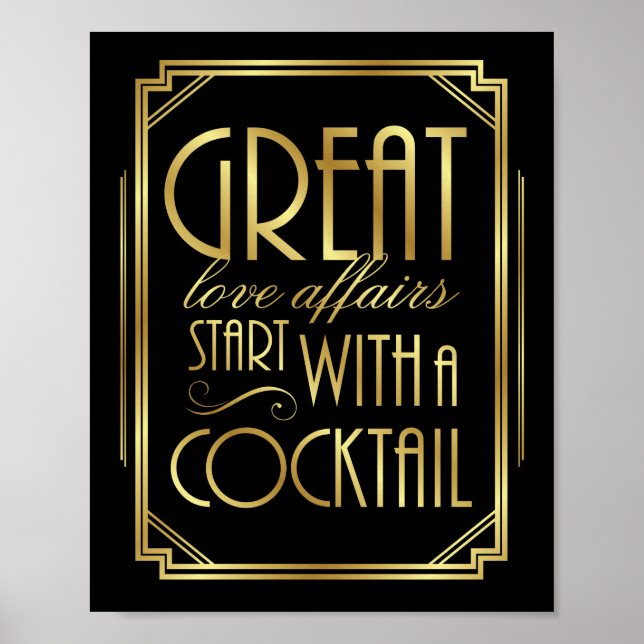 Gatsby Art Deco Weding Sign Impressão COCKTAIL Cot (Frente)
