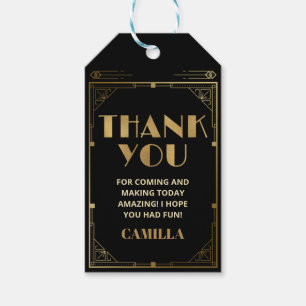 Gatsby Roaring 20s Art Deco Obrigado Etiquetas