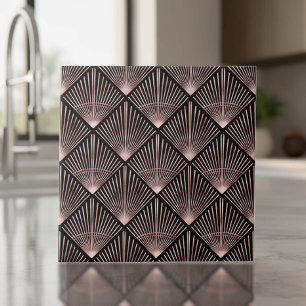 Gatsby Rose Gold Art Deco Padrão de Ventoinha ID11