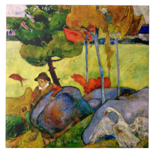 Gauguin - Breton Boy em uma paisagem