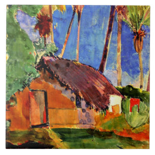 Gauguin - Thatch Hut sob as Palmas