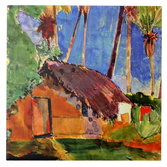Gauguin - Thatch Hut sob as Palmas (Frente)