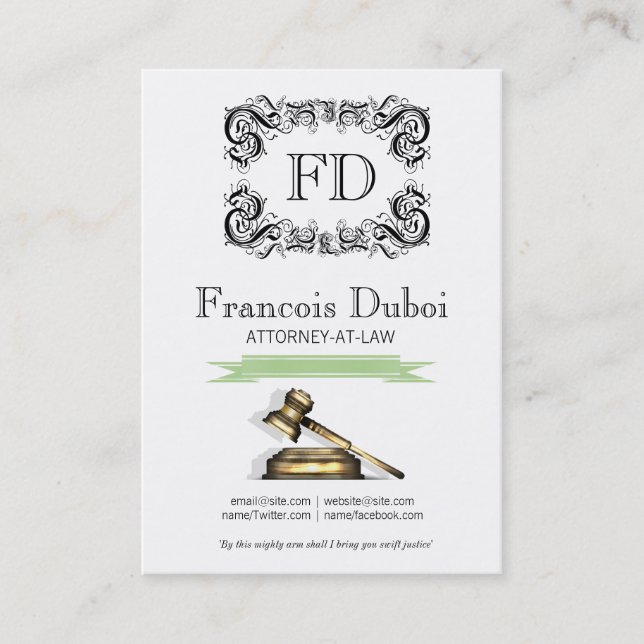 Gavel Lawyer Attorney Law Firme Cartão de visita (Frente)