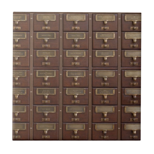 Gavetas de Catálogo de Placas da Biblioteca Vintag (Frente)