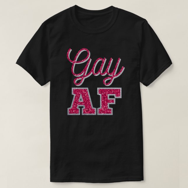 Gay AF Magenta - Camiseta Glitter (Frente do Design)