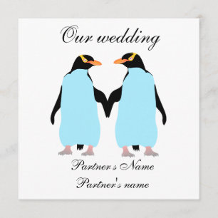 Gay, convite para casamento de Pinguins Pastel