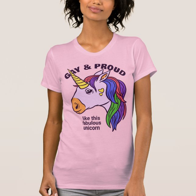 Gay de Texto Personalizado - Camisa T Unicórn (Frente)