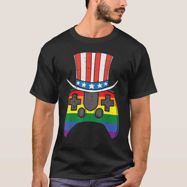 Gay do Rainbow Game Controller Usa Flag Top Hat Lg (Frente)