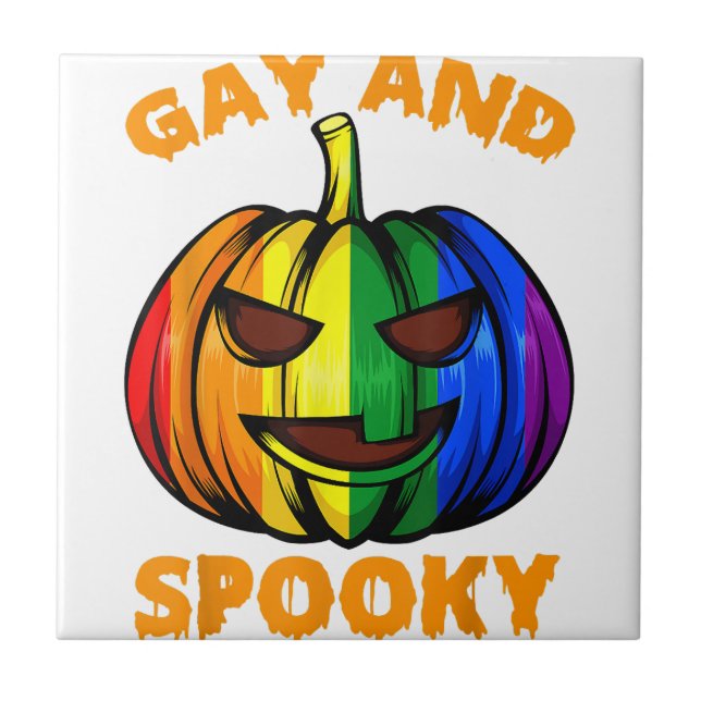 Gay e Spooky Halloween Rainbow Pumpkin LGBTQ+ Ga (Frente)