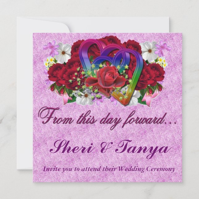 Gay Lésbica Cerimônia de Casamento Convite Lavenda (Frente)