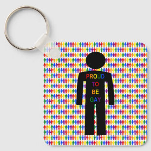 Gay LGBTQ Silhouette e Rainbow Men Chaveiro