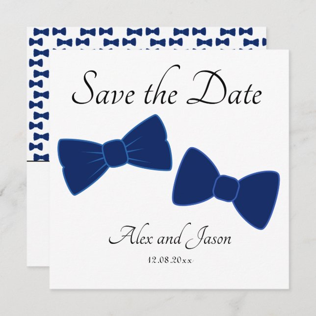 Gay Men Arco Tie Blue White Salve a data casamento (Frente/Verso)