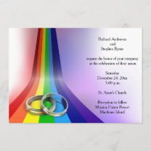 Gay Rainbow e Rings Convite de Casamento