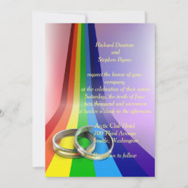 Gay Rainbow e Rings Convite para Casamento
