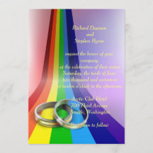 Gay Rainbow e Rings Convite para Casamento