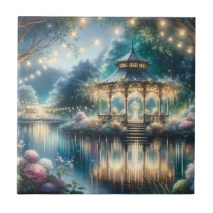 Gazebo do Jardim Encantado Reflexo do Crepúsculo