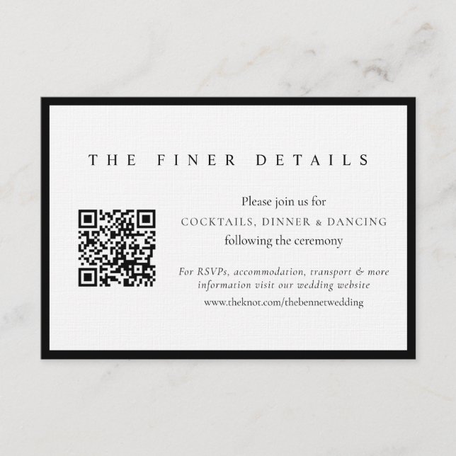 [GAZELLE] Cartão de Detalhes de Casamento Preto e  (Frente)