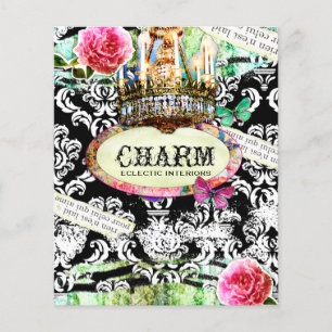 GC SHABBY Charme Vintage Panfleto Preto Damask