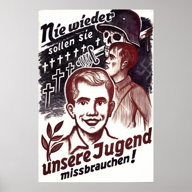 GDR Propaganda Poster Never shall they abuse our (Frente)